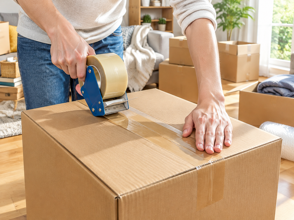 Packing boxes ready for storage