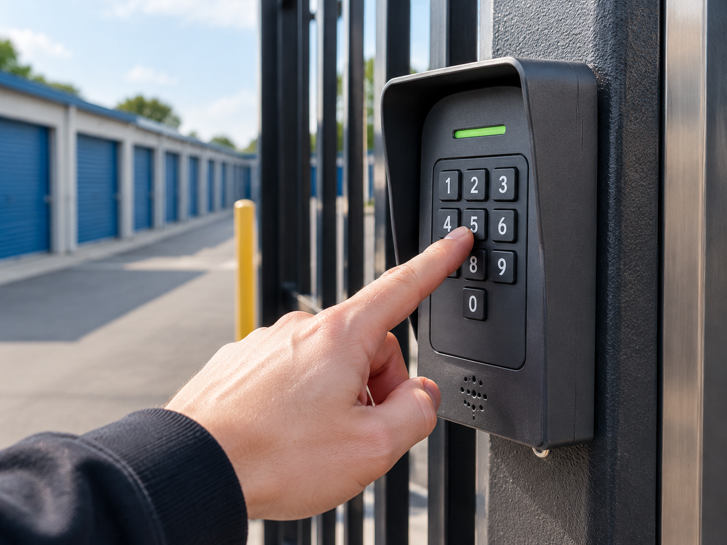 Entering a personal PIN at the facility gate